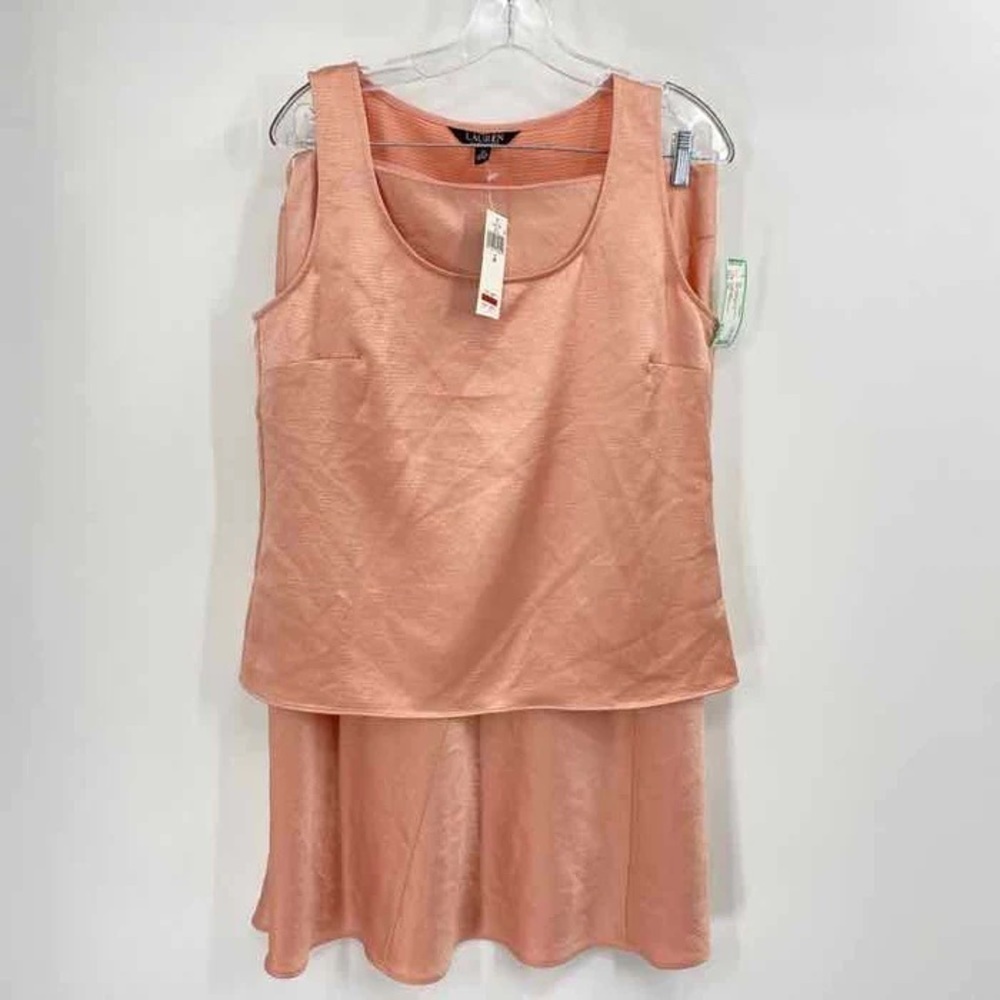 Ralph Lauren New Two Piece Matching‎ Set Medium Top Size 12 Midi Skirt Rose Pink